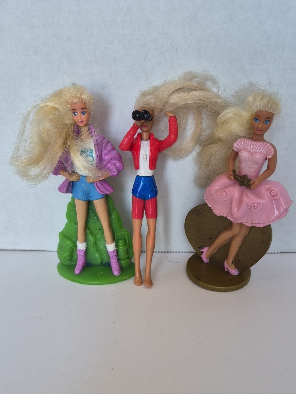 Vtg Mcdonalds Barbie Doll Trio - Pink, Purple & Red Outfits